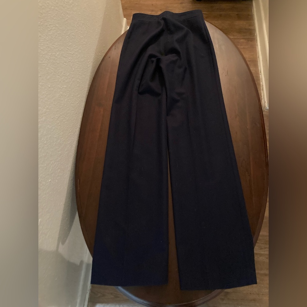 PBD Womens Black Wool wide leg high waisted DRESS PANTS Slacks NICE Size 7 M EUC